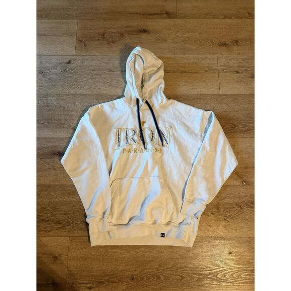 Under Armour Mens White Pullover Hooded Project Rock Sweatshirt Size Large - Picture 1 of 3
